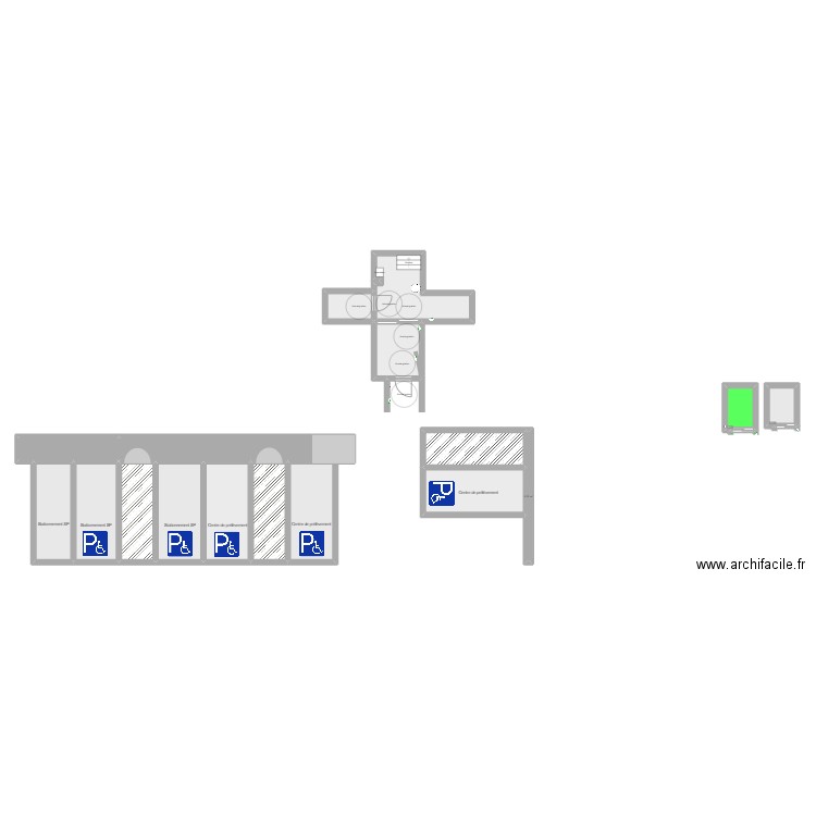 Entrée adaptée (Centre de prélèvement). Plan de 17 pièces et 169 m2