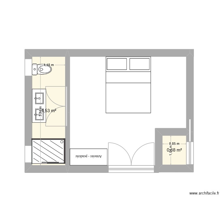 flo cabanon. Plan de 2 pièces et 5 m2