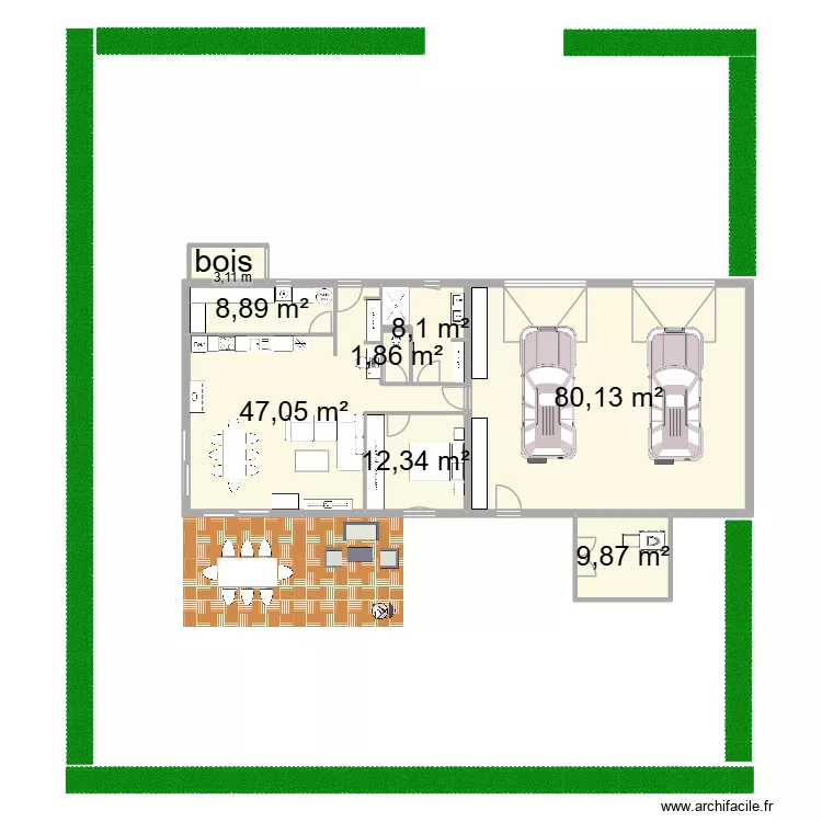 projet michel2. Plan de 8 pièces et 171 m²