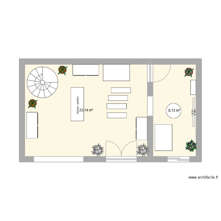 plan mco. Plan de 2 pièces et 31 m2