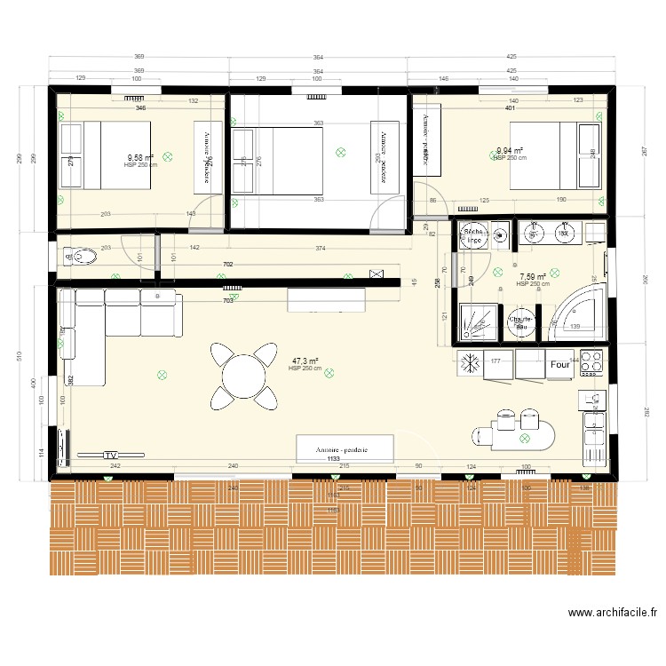 F4 -90 M2. Plan de 0 pièce et 0 m2
