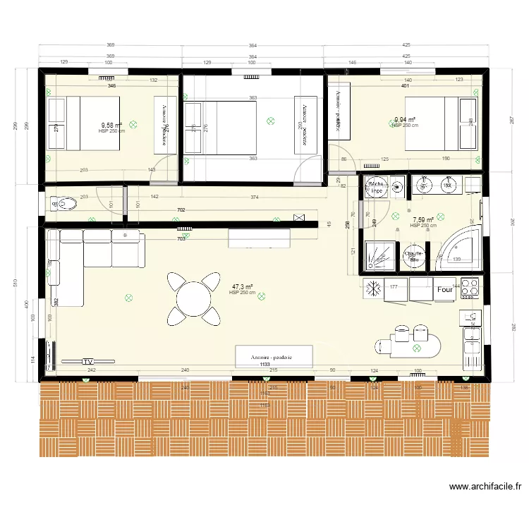 F4 -90 M2. Plan de 