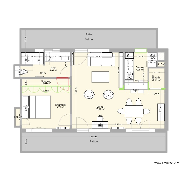 AppartAiglineExistant. Plan de 20 pièces et 153 m2