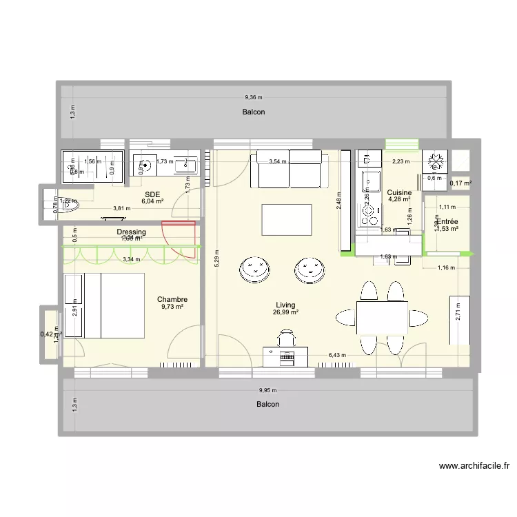 AppartAiglineExistant. Plan de 