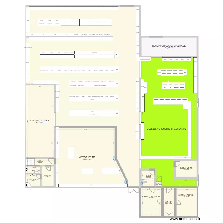 Magasin gondoles 2026. Plan de 