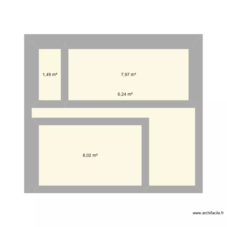 bunker. Plan de 4 pièces et 38 m²