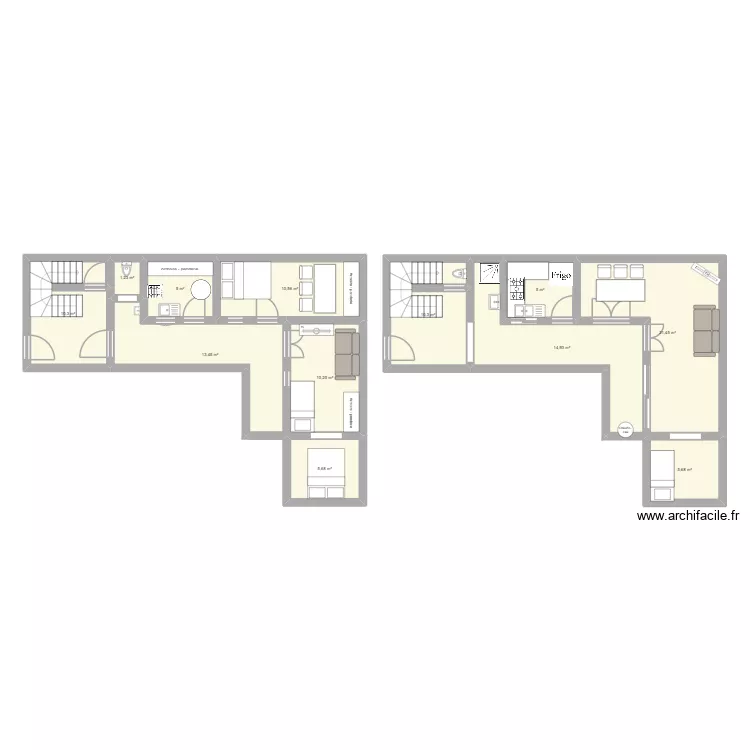 maison 2. Plan de 12  et 114 m²