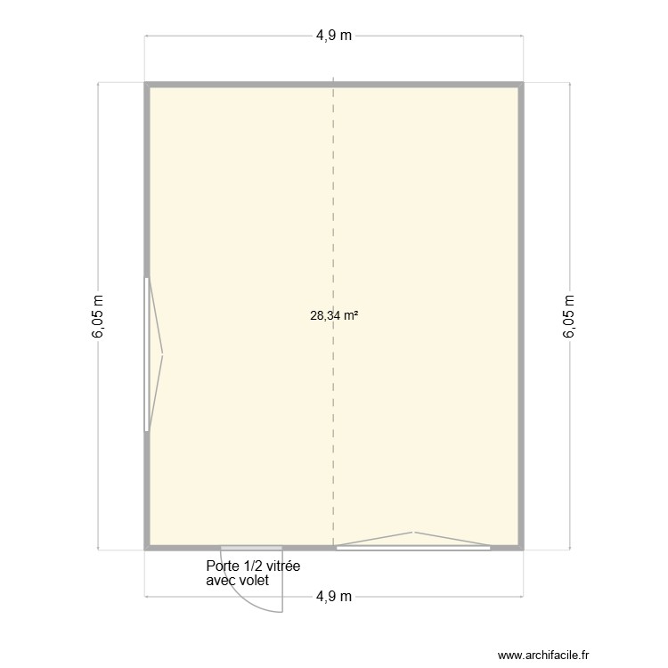 +- 6,05 x 2,4 m. Plan de 0 pièce et 0 m2