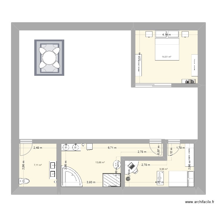 MZEE HOUSE. Plan de 4 pièces et 45 m2