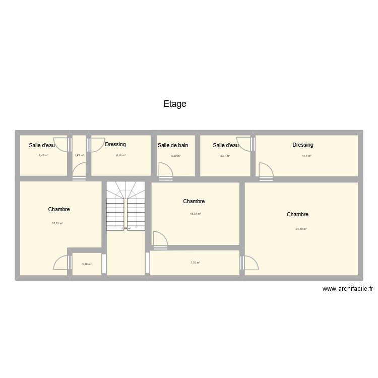 Sadournin etage m². Plan de 12 pièces et 140 m2