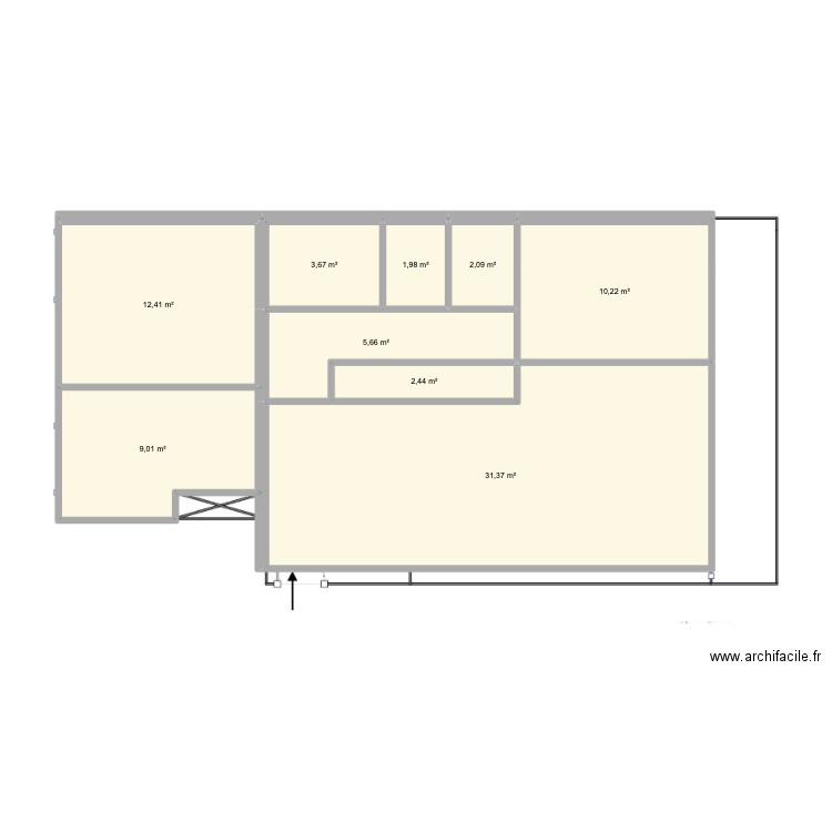 appart. Plan de 9 pièces et 79 m2