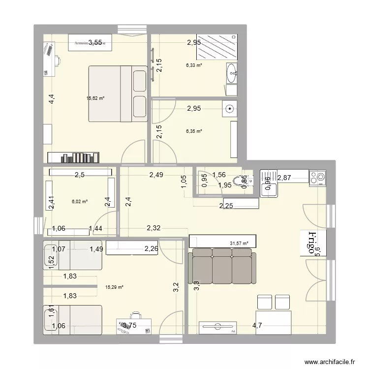 MAISON PROJET. Plan de 6 Pièces et 81 m²