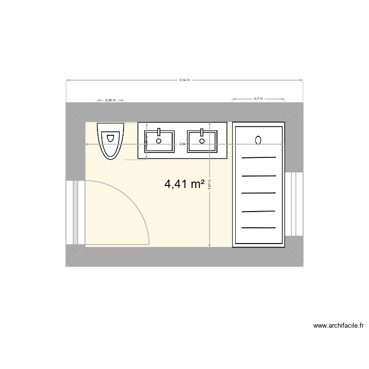 salle de bains 01. Plan de 0 pièce et 0 m2