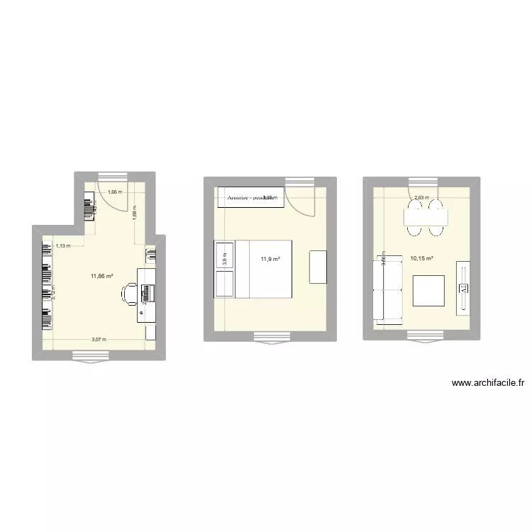 Appart. Plan de 3 et 34 m² Appart. Plan de 3 et 34 m²