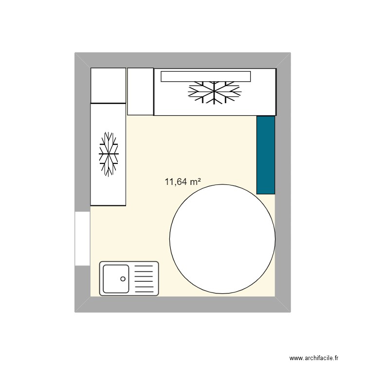 CORAROSSO. Plan de 1 pièce et 12 m2