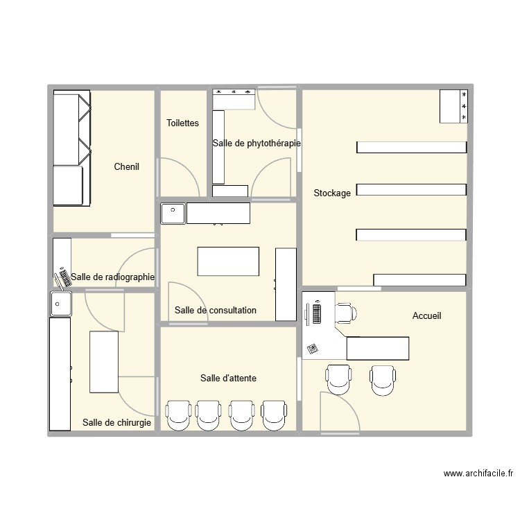 Plan Gévauvéto. Plan de 9 pièces et 55 m2