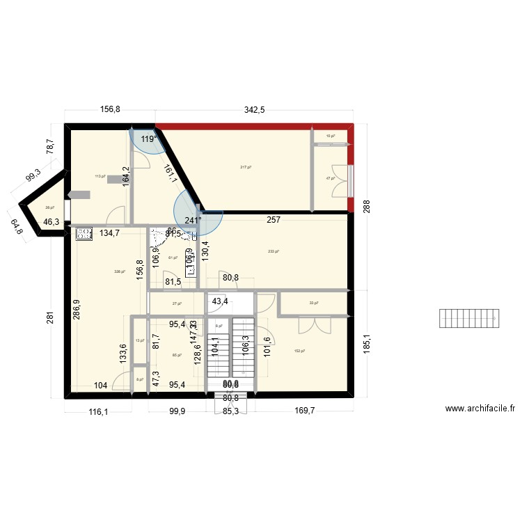90 rochelois certificat . Plan de 17 pièces et 128 m2