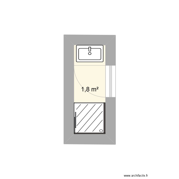 sdb amis. Plan de 1 pièce et 2 m2