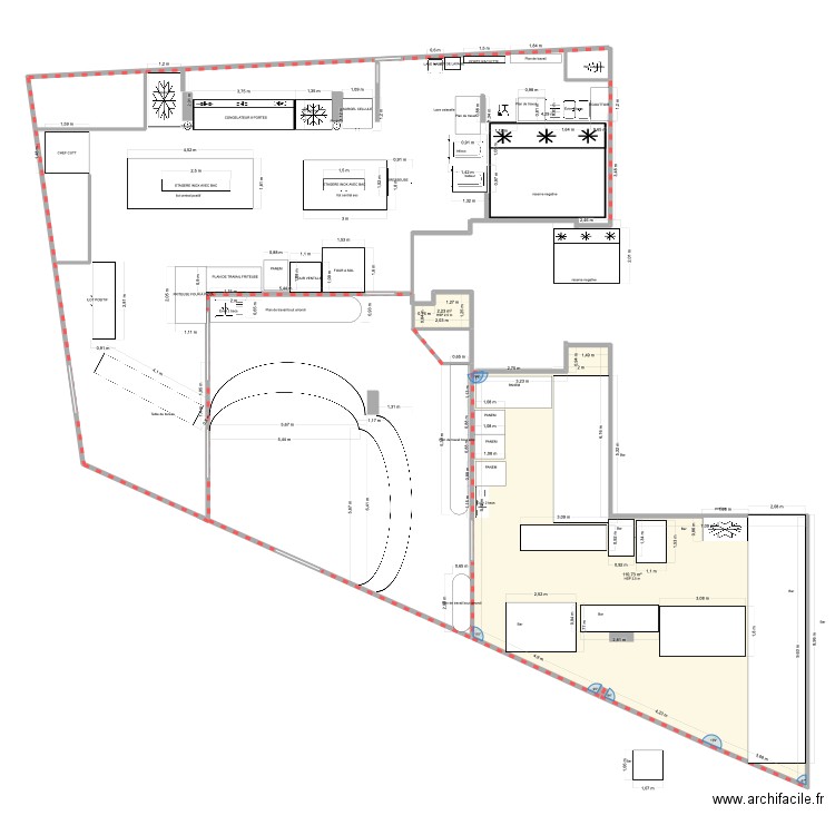 plaisir. Plan de 2 pièces et 113 m2