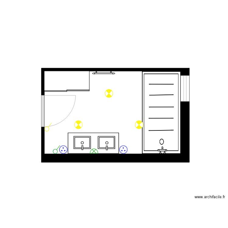 SDB Julie. Plan de 1 pièce et 6 m2