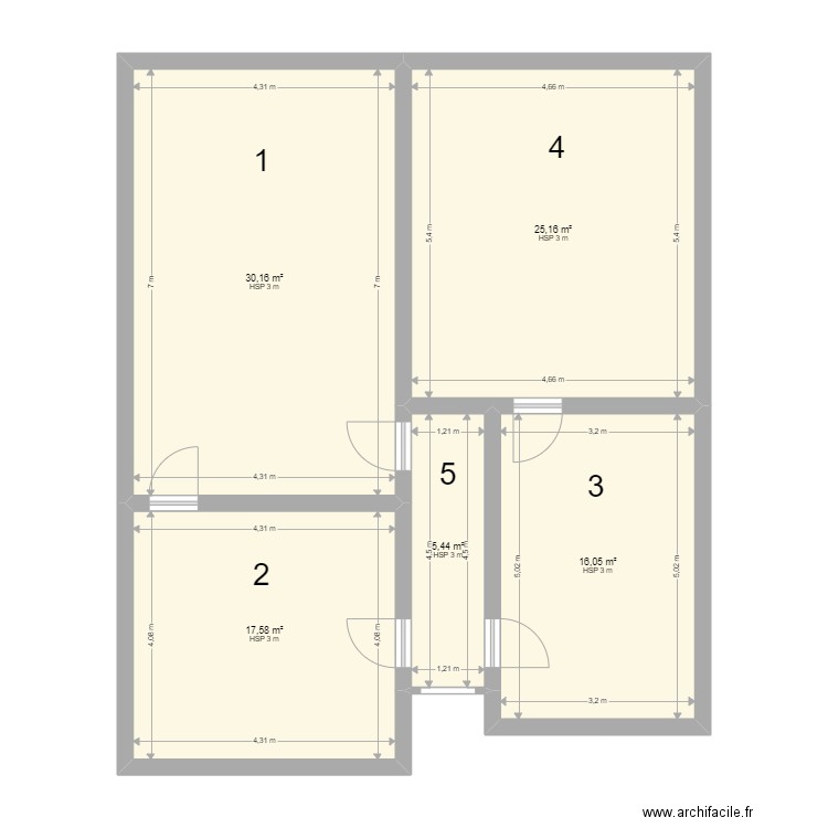 2eme etage LE MANS. Plan de 5 pièces et 94 m2