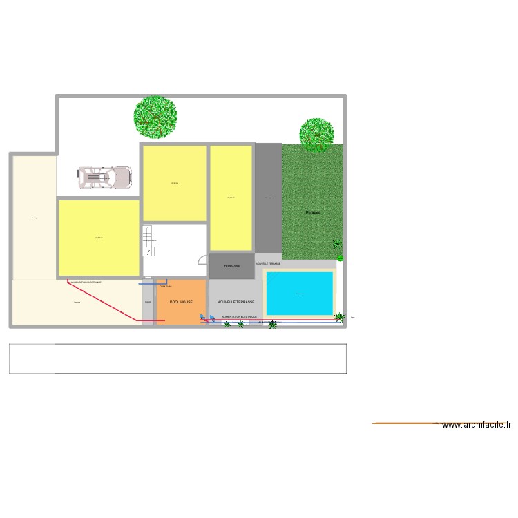 POOL HOUSE. Plan de 4 pièces et 152 m2