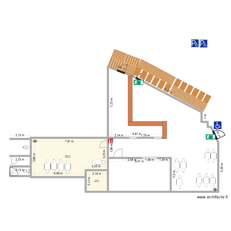 Le Cardinal. Plan de 2 pièces et 34 m2