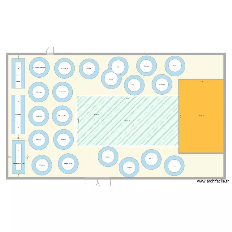 Plan réveillon 2026-2027 avec table de 18 personnes. Plan de 3 Pièces et 497 m² Plan réveillon 2026-2027 avec table de 18 personnes. Plan de 3 Pièces et 497 m²