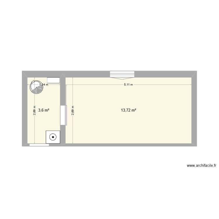 PIECE A CONSTRUIRE 3. Plan de 2 pièces et 17 m2