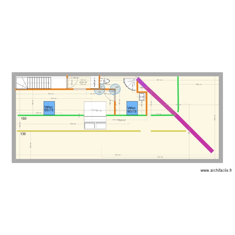 APPART 1 NIV2 140224. Plan de 2 pièces et 82 m2