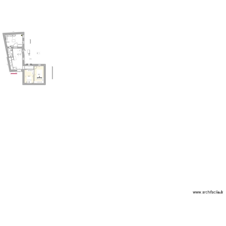 a dessiner. Plan de 2 pièces et 23 m2