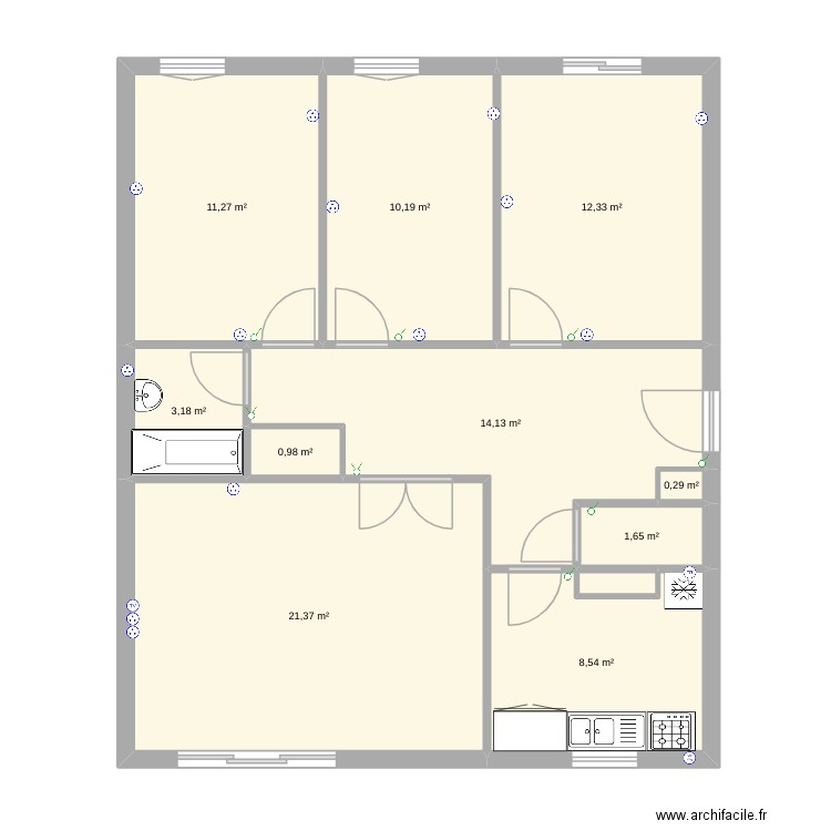 sceaux. Plan de 10 pièces et 84 m2