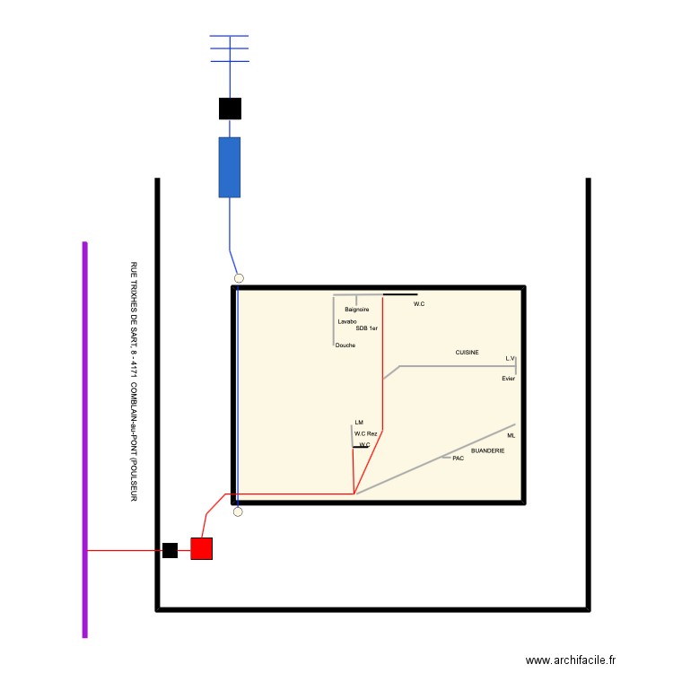 habraken. Plan de 1 pièce et 47 m2