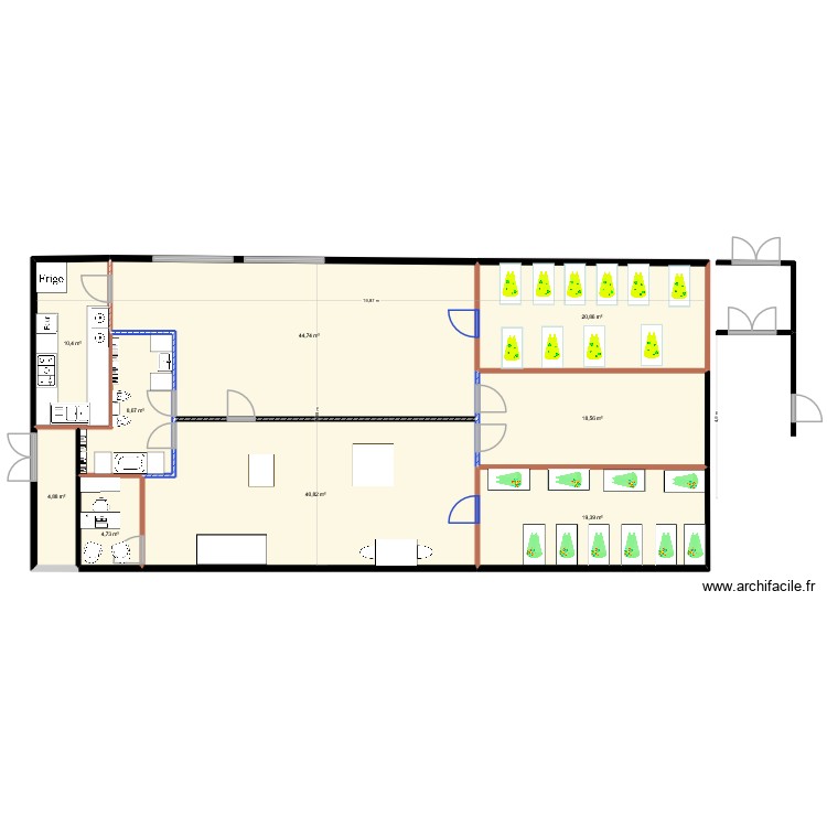creche 21 avec 21 enfants bureau int&eacute;rieur et passage. Plan de 0 pièce et 0 m2