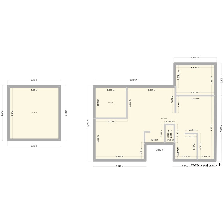 plan. Plan de 3 pièces et 149 m2