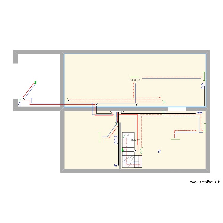 Houilles elec 6. Plan de 2 pièces et 68 m2