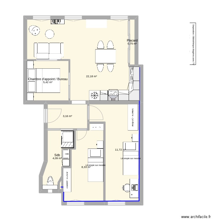 Neuilly rev6. Plan de 8 pièces et 56 m2