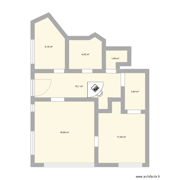 Cabinet dentaire Aix Sextius. Plan de 7 pièces et 53 m2