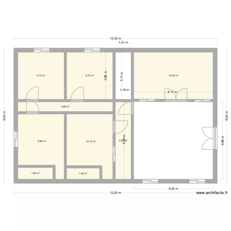 RESIDENCE REAMENAGE. Plan de 9  et 64 m²