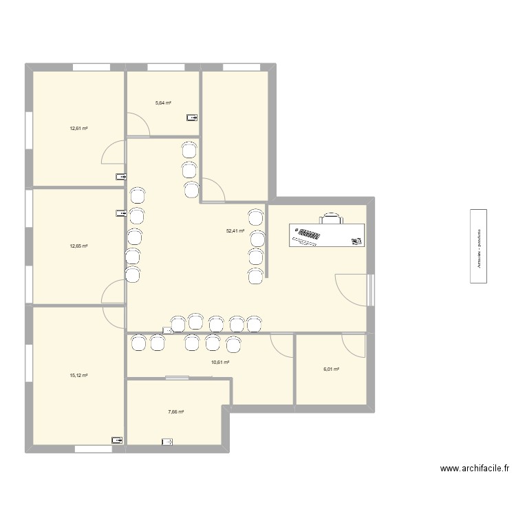 lit. Plan de 8 pièces et 123 m2