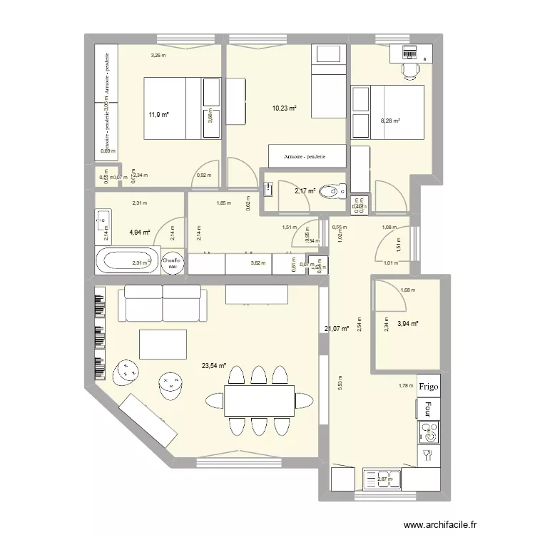 Bellevue. Plan de 8  et 86 m²