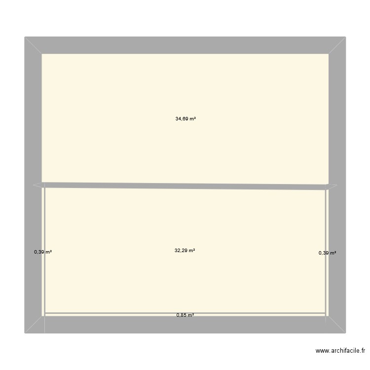 Etage. Plan de 5 pièces et 69 m2