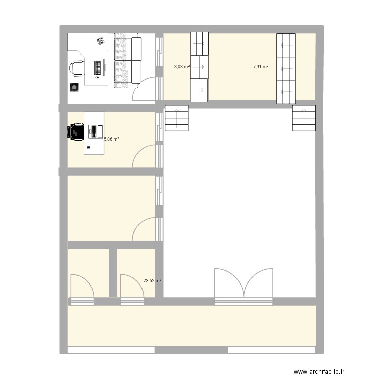 Plan Église MPJC. Plan de 4 pièces et 40 m2