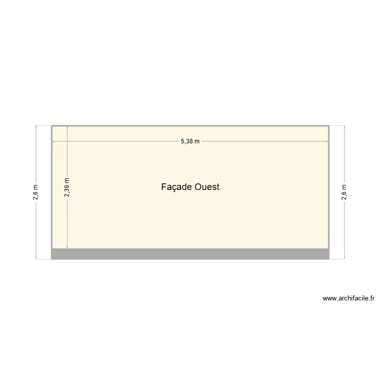 Fa&ccedil;ade Ouest V150126. Plan de 1  et 13 m²