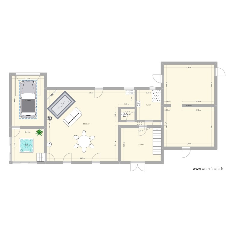 maison. Plan de 7 pièces et 139 m2