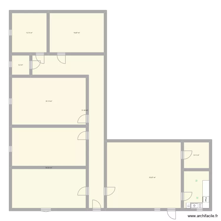 moison 1. Plan de 8 pièces et 213 m²