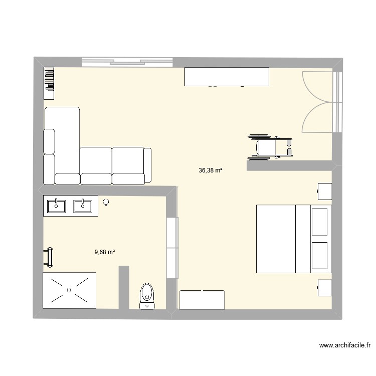 Chambre double PMR. Plan de 0 pièce et 0 m2