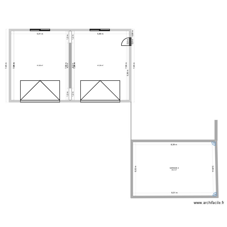 GARAGE2. Plan de 3 pièces et 130 m2