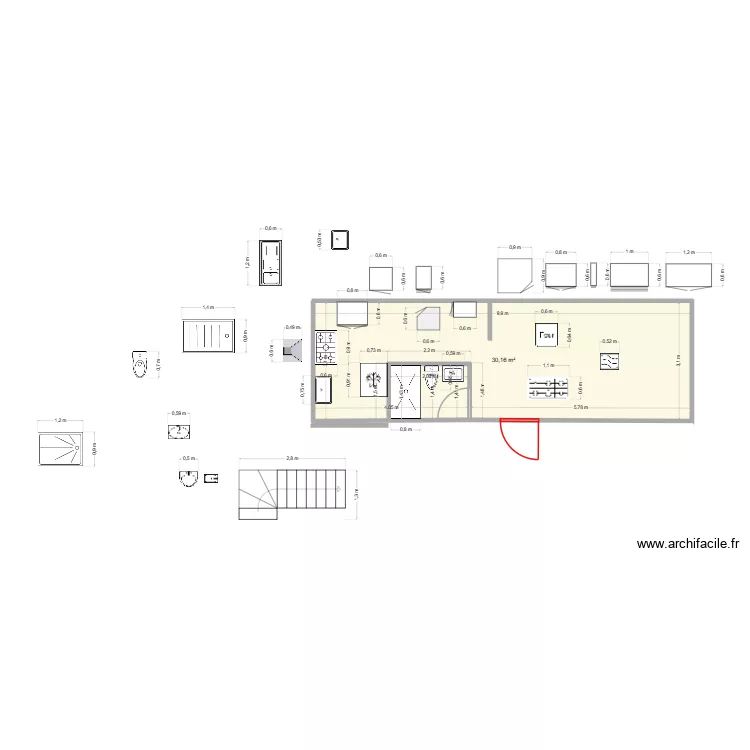 MY HOUSE. Plan de 1  et 30 m²
