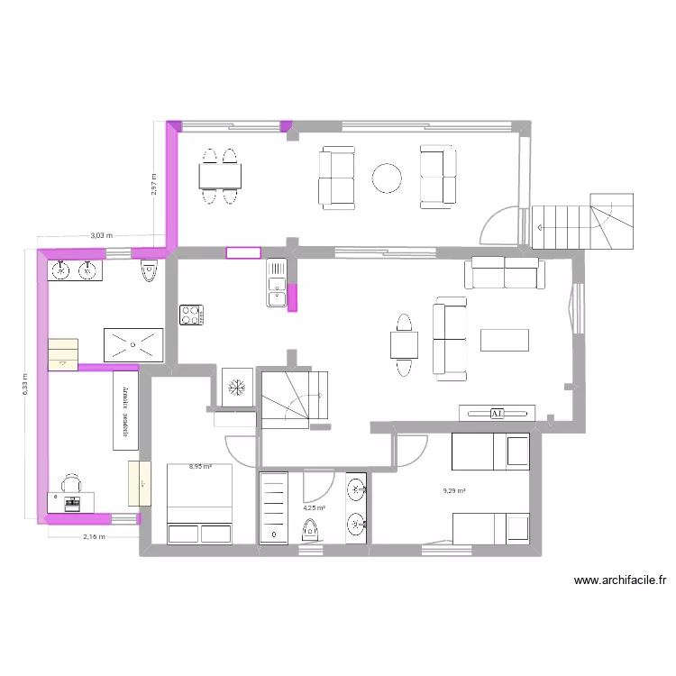 Adsubia extension 2. Plan de 3 pièces et 22 m²